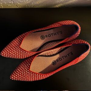 NWOT Rothyโs Red Honeycomb Pointed Flats Womenโs Size 9.5